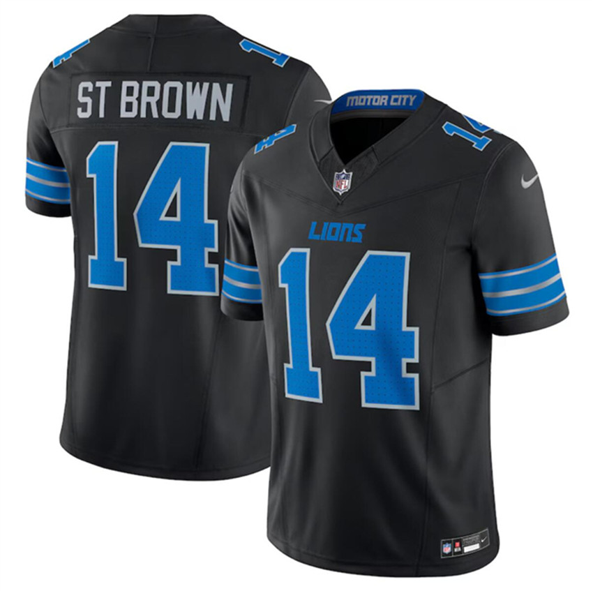 Men's Black Detroit Lions #14 Amon-Ra St. Brown 2024 F.U.S.E. 2nd Alternate Vapor Limited Stitched Jersey